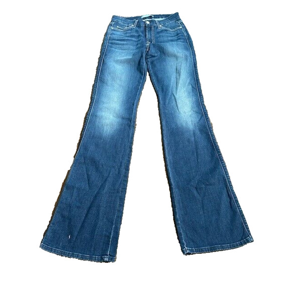 7 For All Mankind Kimmie Bootcut Jeans Mid Rise Pockets Dark Wash Size 28 NWOT - Picture 1 of 12